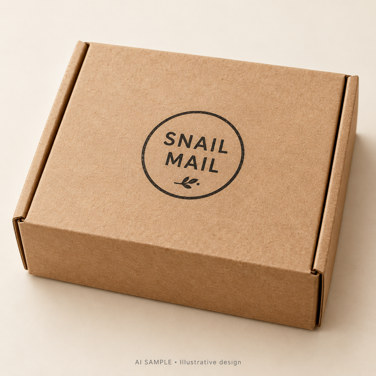 AI SAMPLE: Original illustrative concept for Slow Post Greeting Stamp. Not an actual product photograph. Design, proportions and colors require merchant approval. Shown surface demonstrates the imprint and is not included.