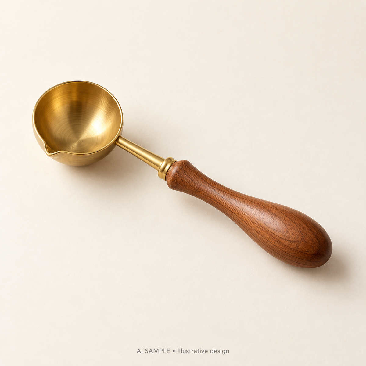 AI SAMPLE: Original illustrative concept for Seal Wax Pouring Spoon. Not an actual product photograph. Design, proportions and colors require merchant approval. Props are not included.