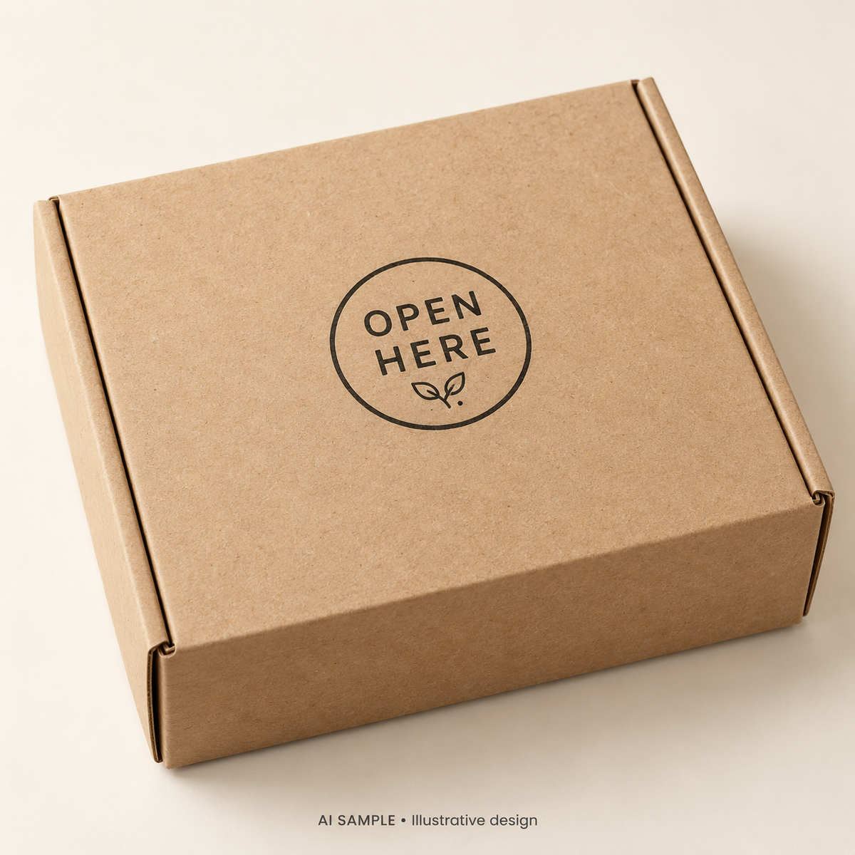 AI SAMPLE: Original illustrative concept for Opening Guide Stamp 02. Not an actual product photograph. Design, proportions and colors require merchant approval. Shown surface demonstrates the imprint and is not included.