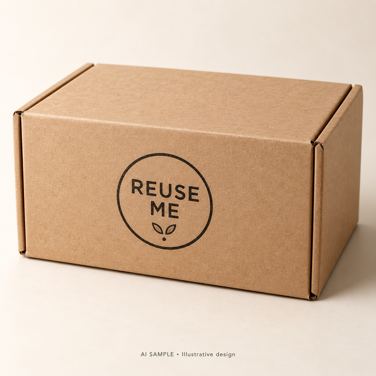 AI SAMPLE: Original illustrative concept for Use Again Packaging Stamp. Not an actual product photograph. Design, proportions and colors require merchant approval. Shown surface demonstrates the imprint and is not included.