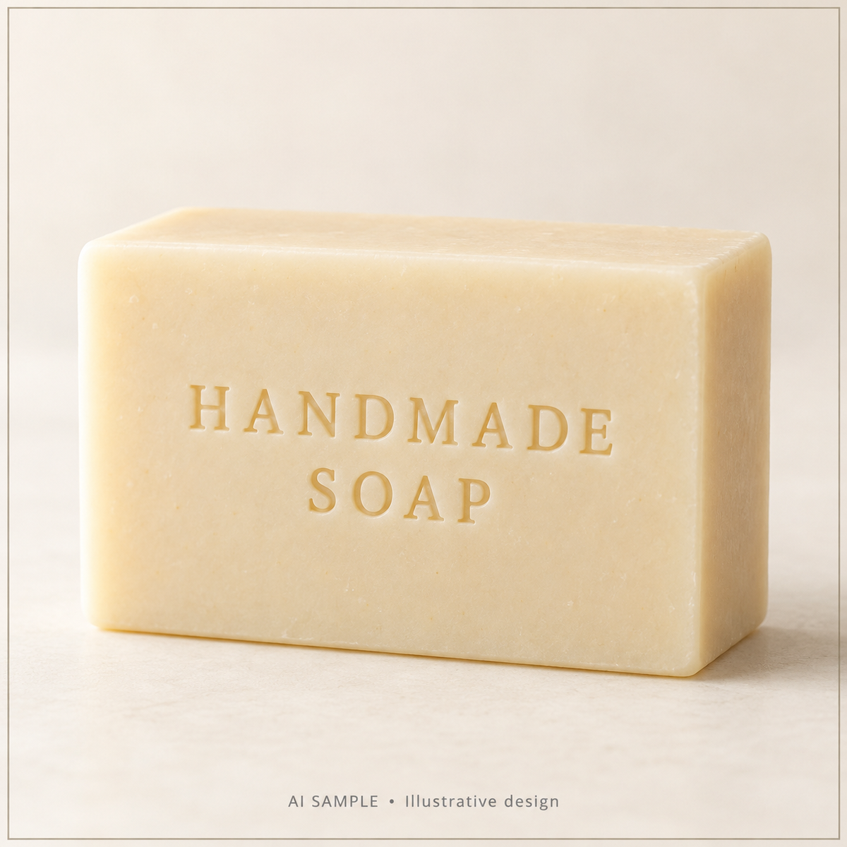 AI SAMPLE: Original illustrative concept for Handcrafted Bar Text Stamp 02. Not an actual product photograph. Design, proportions and colors require merchant approval. Props are not included.