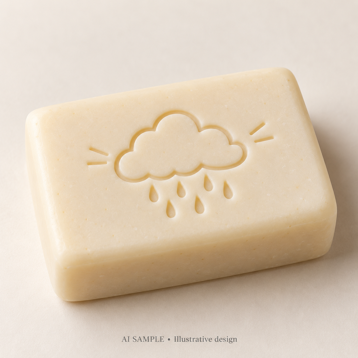 AI SAMPLE: Original illustrative concept for Passing Shower Soap Stamp. Not an actual product photograph. Design, proportions and colors require merchant approval. Shown surface demonstrates the imprint and is not included.