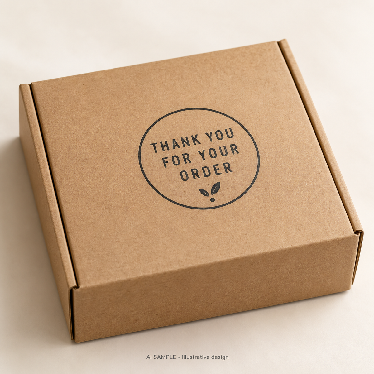 AI SAMPLE: Original illustrative concept for Order Appreciation Stamp 01. Not an actual product photograph. Design, proportions and colors require merchant approval. Shown surface demonstrates the imprint and is not included.