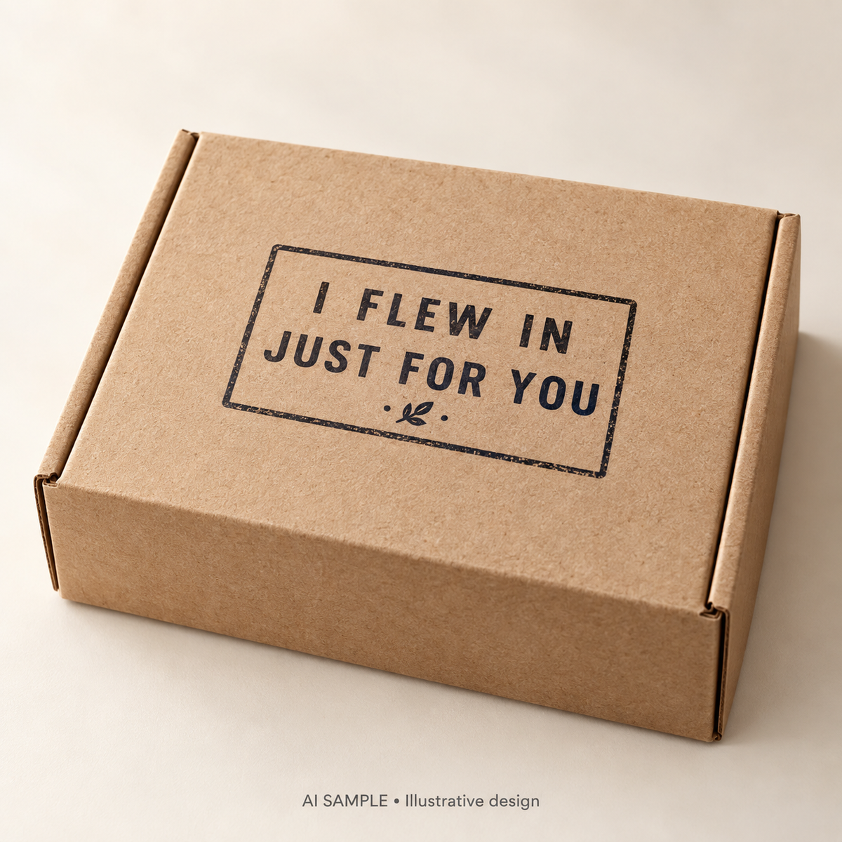 AI SAMPLE: Original illustrative concept for Special Delivery Greeting Stamp. Not an actual product photograph. Design, proportions and colors require merchant approval. Shown surface demonstrates the imprint and is not included.