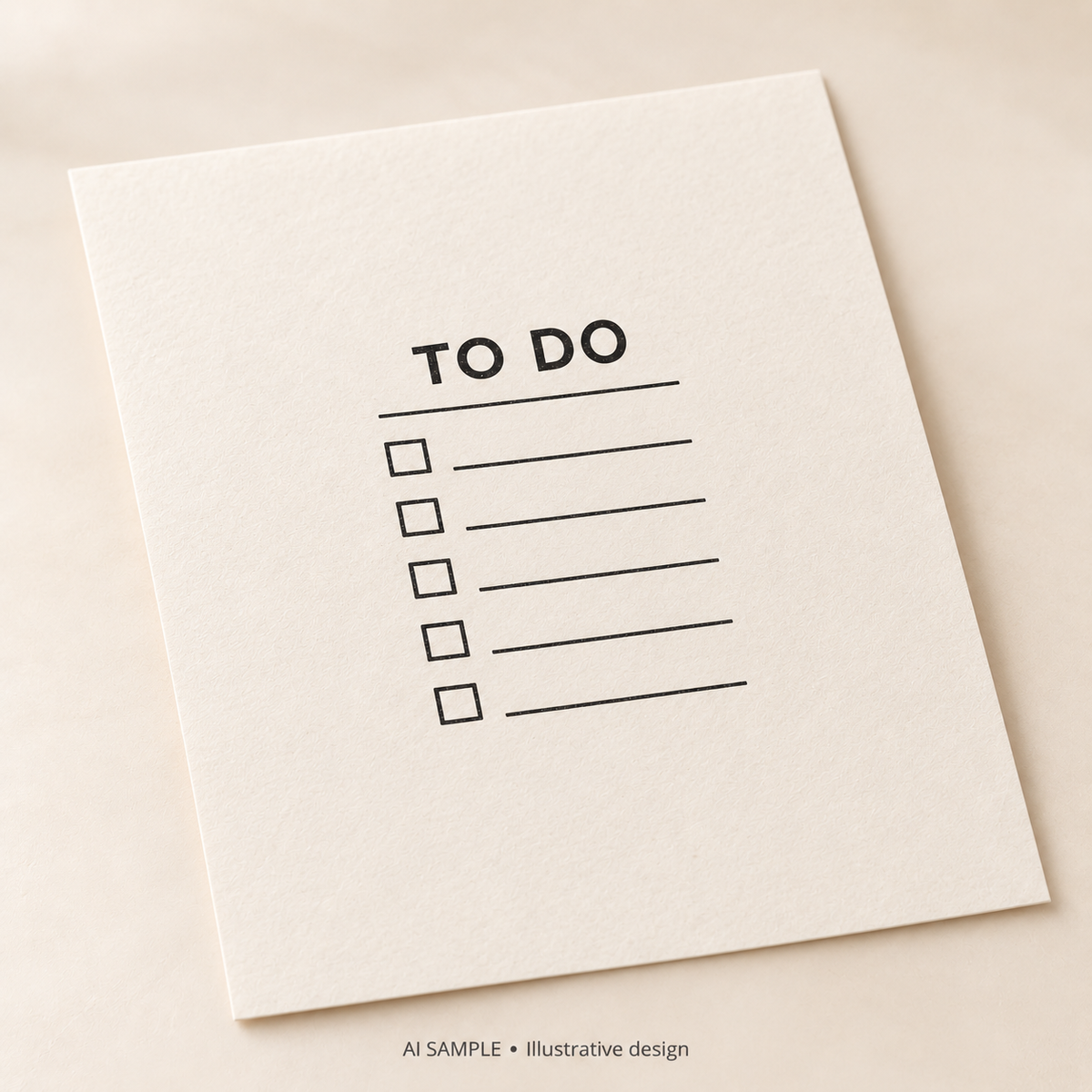 AI SAMPLE: Original illustrative concept for Daily Checklist Stamp. Not an actual product photograph. Design, proportions and colors require merchant approval. Shown surface demonstrates the imprint and is not included.