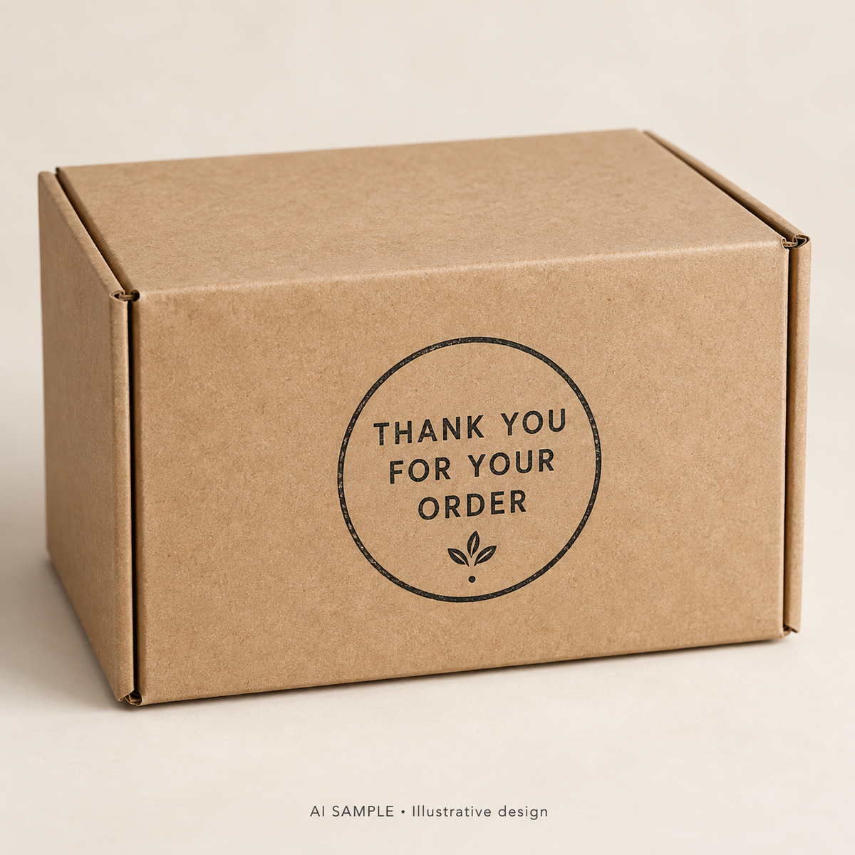 AI SAMPLE: Original illustrative concept for Order Appreciation Stamp 02. Not an actual product photograph. Design, proportions and colors require merchant approval. Shown surface demonstrates the imprint and is not included.