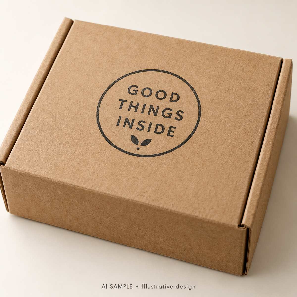 AI SAMPLE: Original illustrative concept for Something Lovely Inside Stamp. Not an actual product photograph. Design, proportions and colors require merchant approval. Shown surface demonstrates the imprint and is not included.
