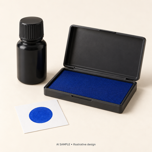 AI SAMPLE: Generic unbranded concept for Cobalt Ink Pad and Refill Set. Not an actual product photograph or Ranger packaging. Shade is illustrative; props are not included.