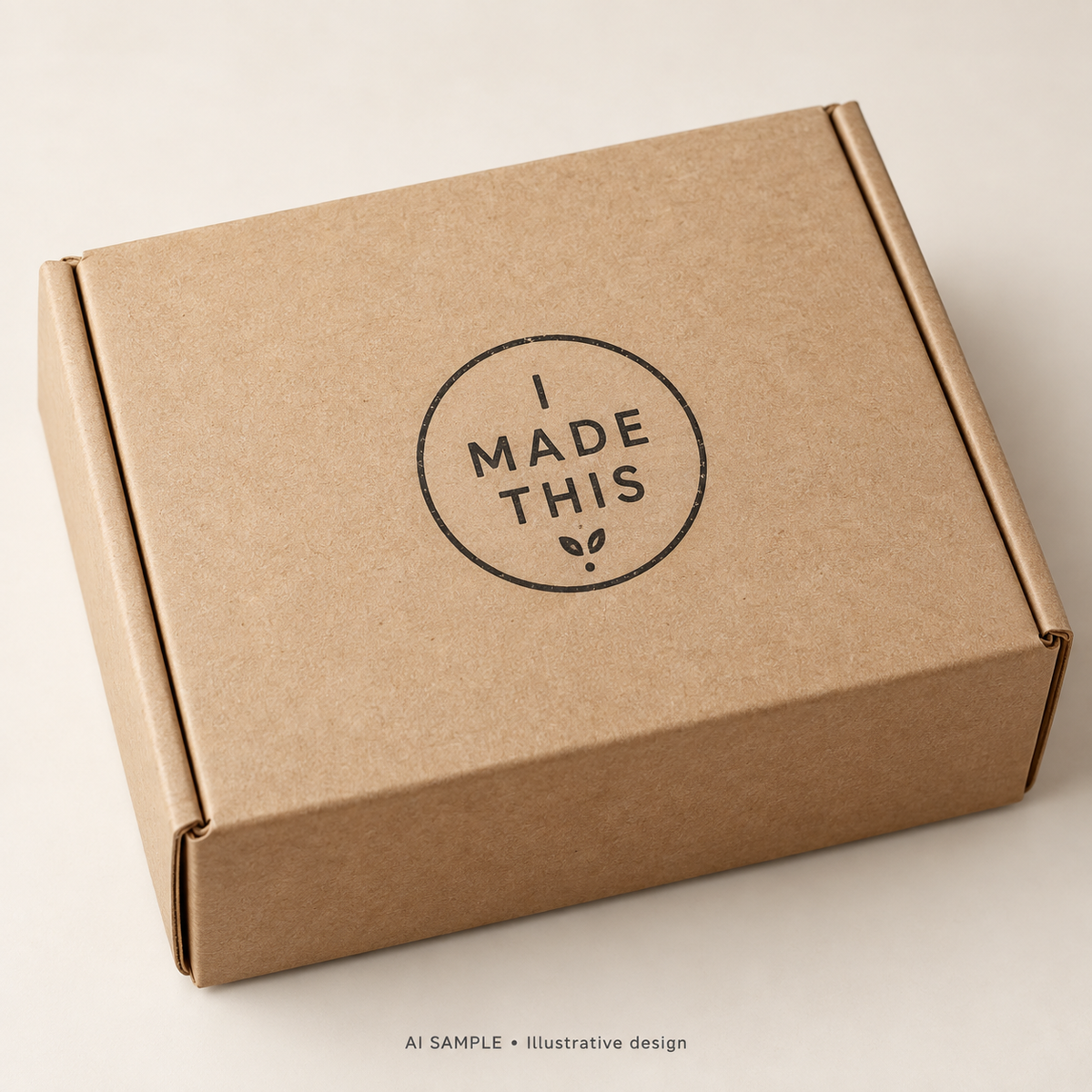 AI SAMPLE: Original illustrative concept for Maker's Personal Mark Stamp. Not an actual product photograph. Design, proportions and colors require merchant approval. Shown surface demonstrates the imprint and is not included.