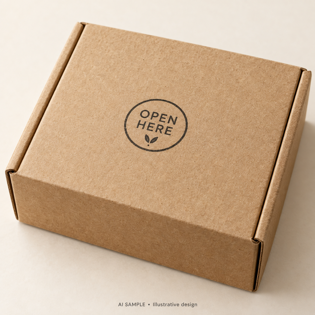 AI SAMPLE: Original illustrative concept for Opening Guide Stamp 01. Not an actual product photograph. Design, proportions and colors require merchant approval. Shown surface demonstrates the imprint and is not included.