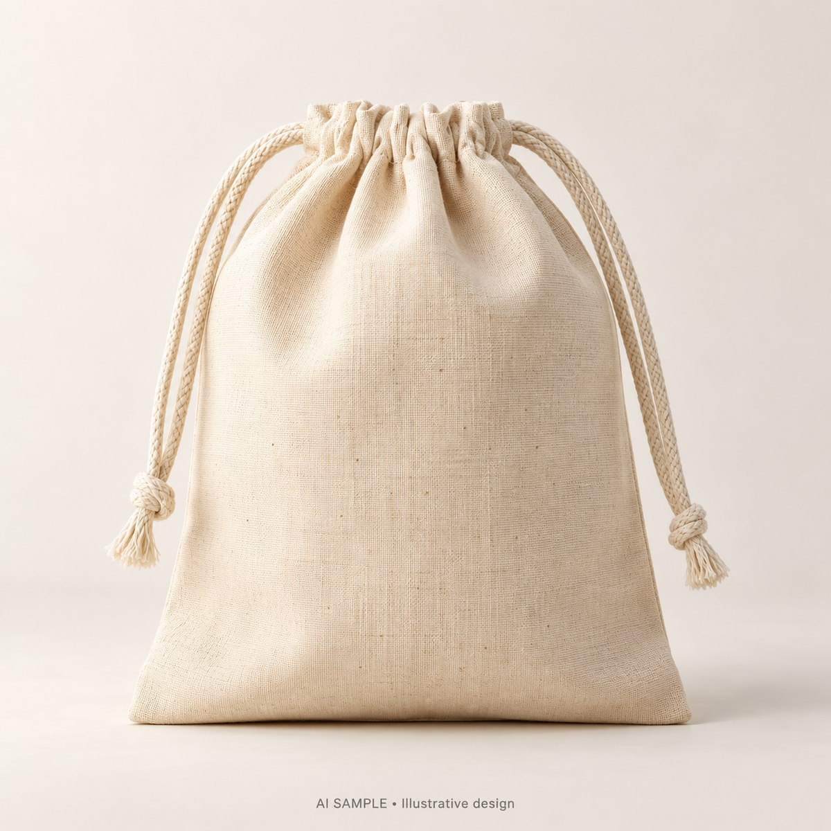 AI SAMPLE: Original illustrative concept for Drawstring Packaging Pouch. Not an actual product photograph. Design, proportions and colors require merchant approval. Props are not included.