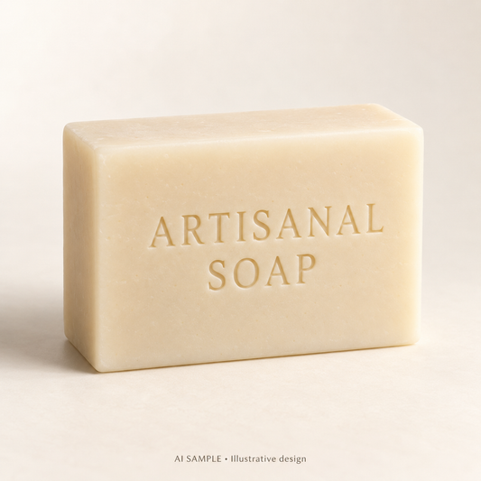 AI SAMPLE: Original illustrative concept for Artisan Bar Text Stamp 02. Not an actual product photograph. Design, proportions and colors require merchant approval. Props are not included.