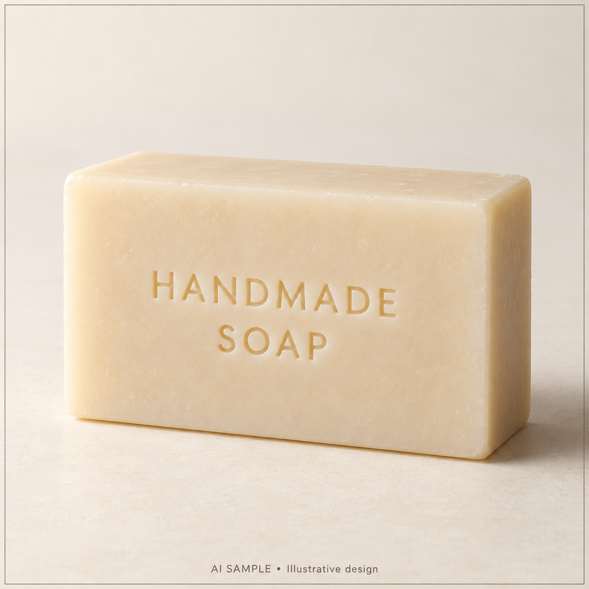 AI SAMPLE: Original illustrative concept for Handcrafted Bar Text Stamp 01. Not an actual product photograph. Design, proportions and colors require merchant approval. Props are not included.