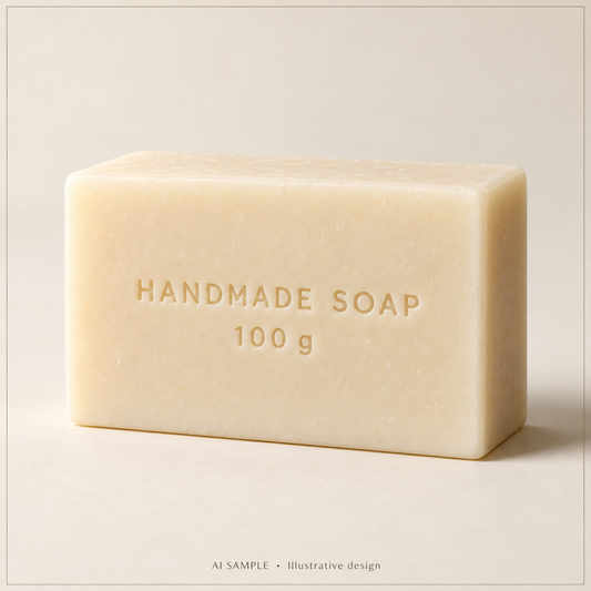 AI SAMPLE: Original illustrative concept for Maker's Soap Weight Text Stamp. Not an actual product photograph. Design, proportions and colors require merchant approval. Props are not included.