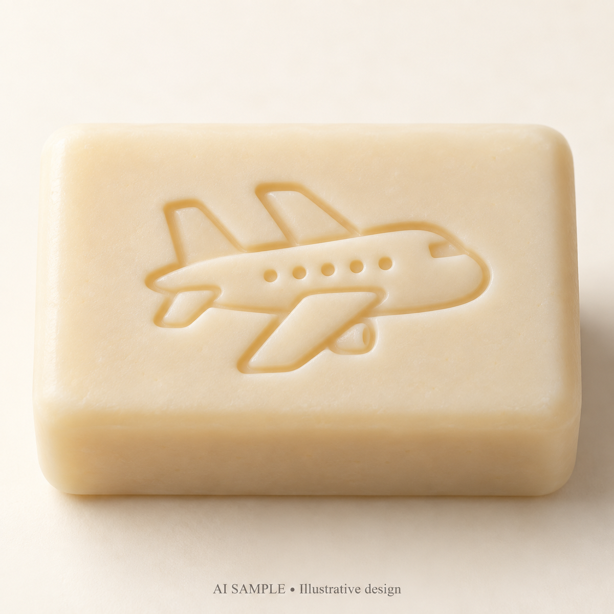 AI SAMPLE: Original illustrative concept for Open Skies Soap Stamp. Not an actual product photograph. Design, proportions and colors require merchant approval. Shown surface demonstrates the imprint and is not included.