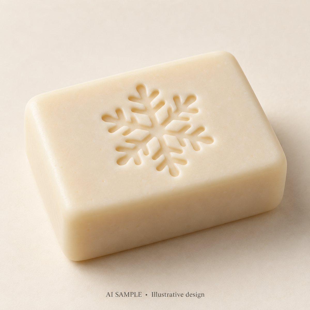 AI SAMPLE: Original illustrative concept for Winter Crystal 01 Soap Stamp. Not an actual product photograph. Design, proportions and colors require merchant approval. Shown surface demonstrates the imprint and is not included.