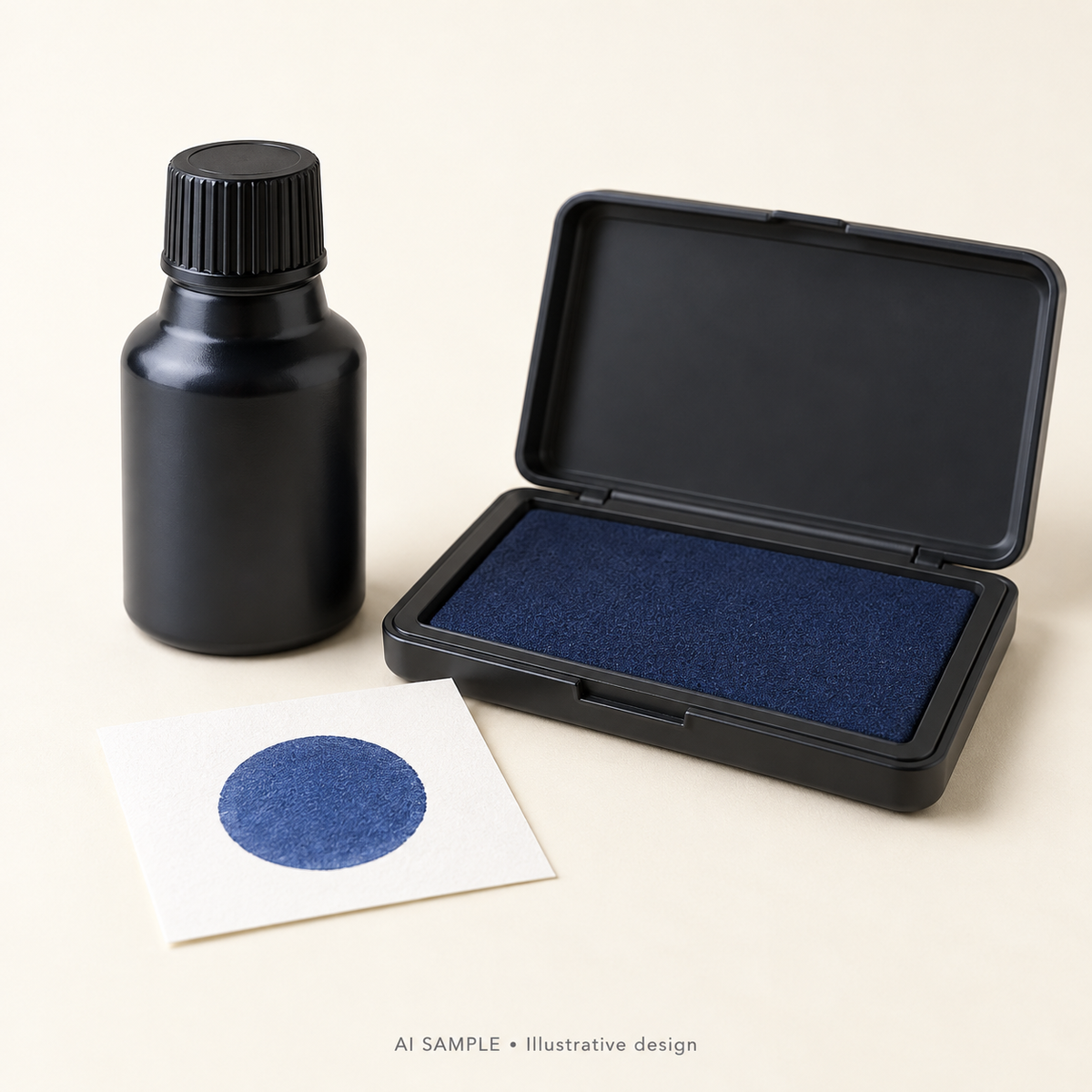 AI SAMPLE: Generic unbranded concept for Mountain Lake Ink Pad and Refill Set. Not an actual product photograph or Ranger packaging. Shade is illustrative; props are not included.