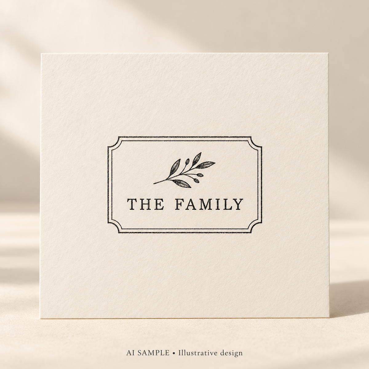 AI SAMPLE: Original illustrative concept for Family Signature Stamp. Not an actual product photograph. Design, proportions and colors require merchant approval. Props are not included.