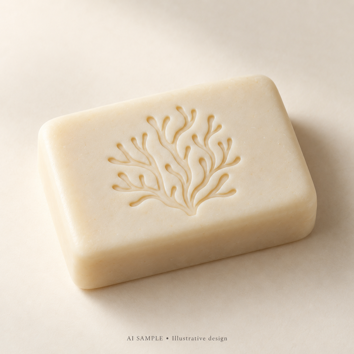 AI SAMPLE: Original illustrative concept for Reef Garden Soap Stamp. Not an actual product photograph. Design, proportions and colors require merchant approval. Shown surface demonstrates the imprint and is not included.