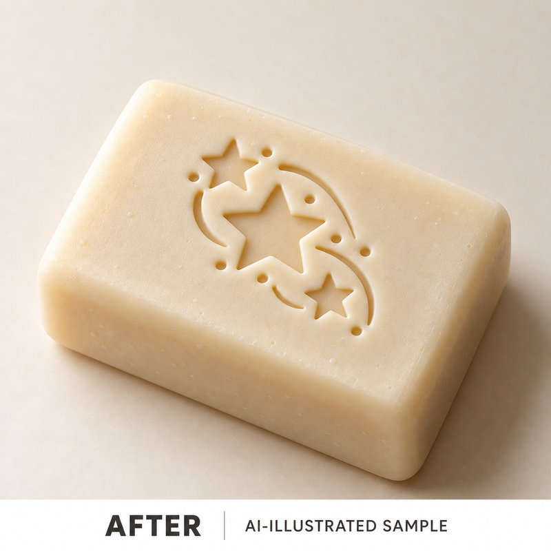 AI-illustrated AFTER application example for Star Gathering Soap Stamp. Not an actual product photograph.