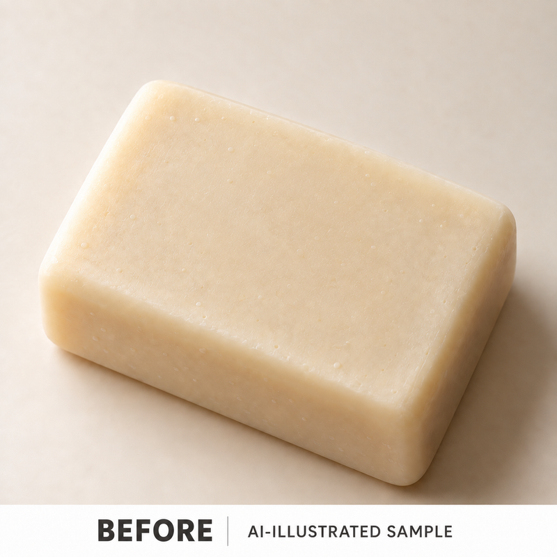 AI-illustrated BEFORE application example for Star Gathering Soap Stamp. Not an actual product photograph.
