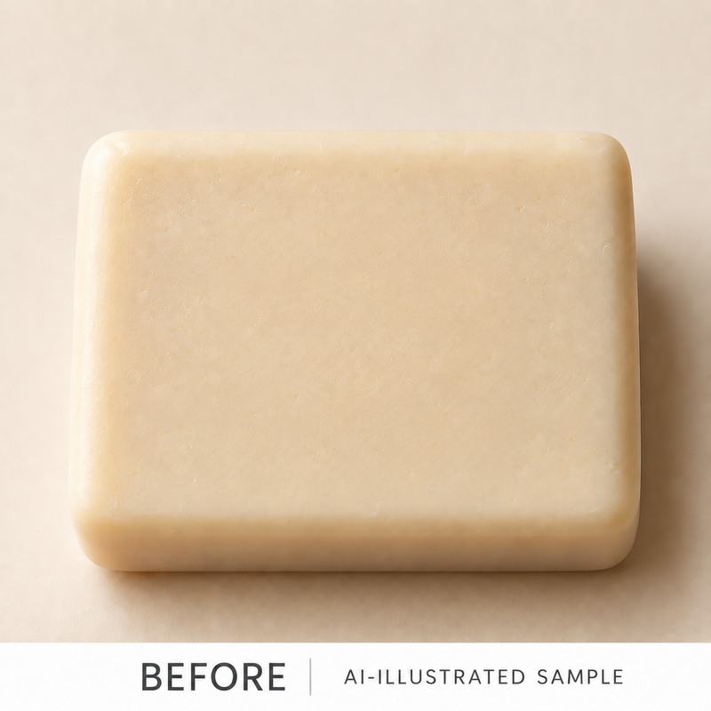 AI-illustrated BEFORE application example for Single Star Soap Stamp. Not an actual product photograph.