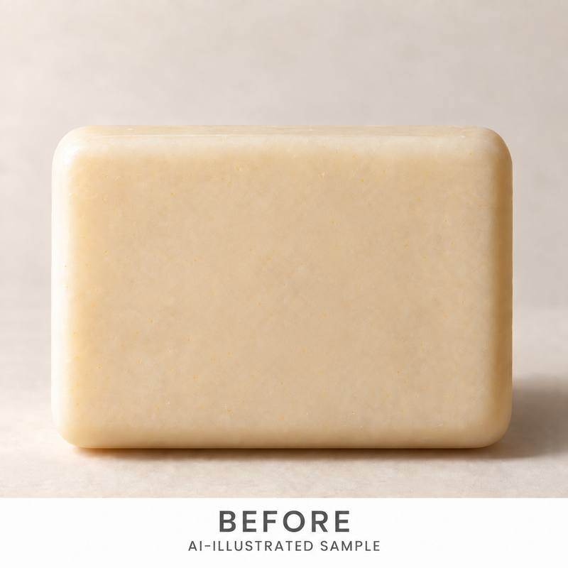 AI-illustrated BEFORE application example for Daylight Sun 01 Soap Stamp. Not an actual product photograph.