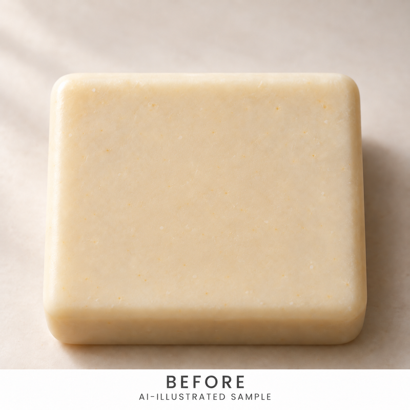 AI-illustrated BEFORE application example for Festive Ornament Soap Stamp. Not an actual product photograph.
