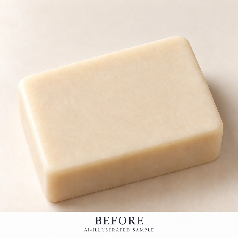 AI-illustrated BEFORE application example for Garden Leaf 02 Soap Stamp. Not an actual product photograph.