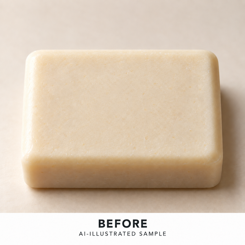 AI-illustrated BEFORE application example for Garden Leaf 03 Soap Stamp. Not an actual product photograph.