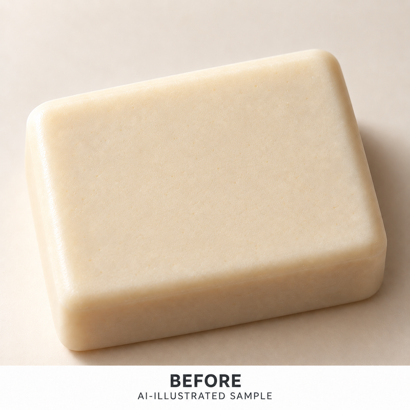 AI-illustrated BEFORE application example for Night Sky Trio Soap Stamp. Not an actual product photograph.