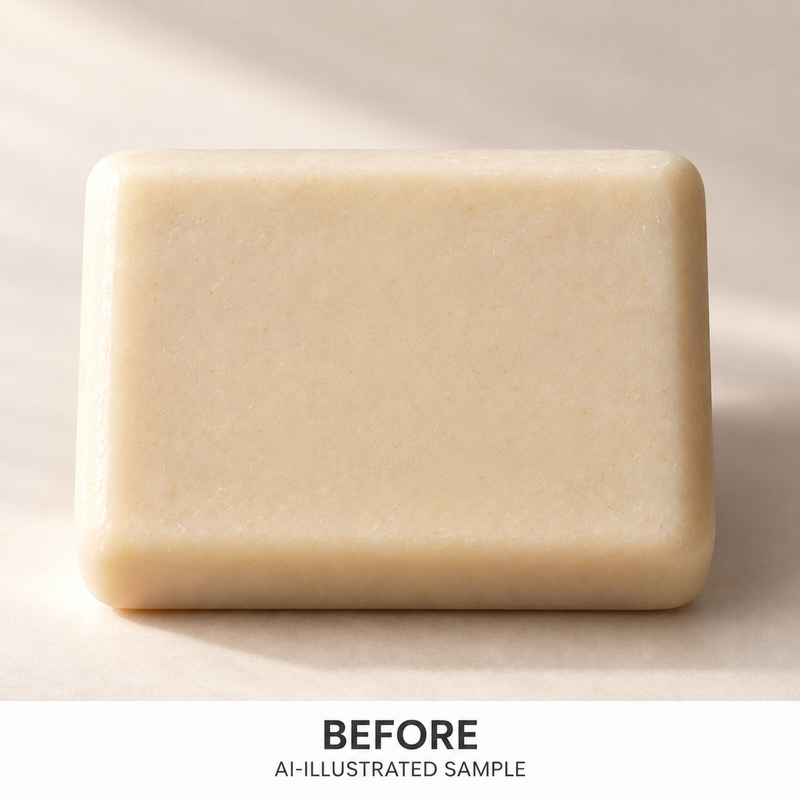 AI-illustrated BEFORE application example for Coastal Beacon 01 Soap Stamp. Not an actual product photograph.
