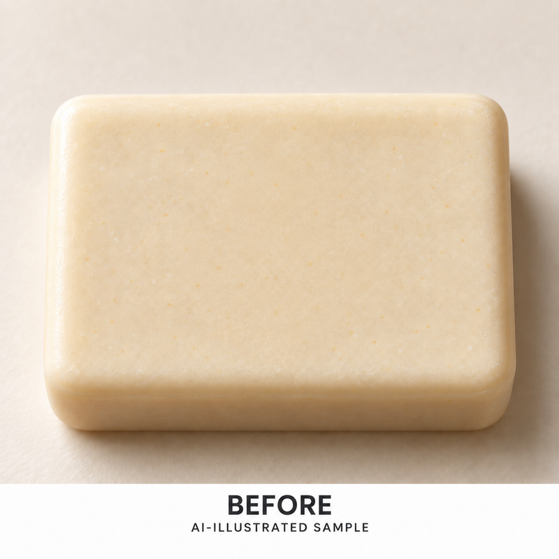 AI-illustrated BEFORE application example for Harbour Anchor Soap Stamp. Not an actual product photograph.